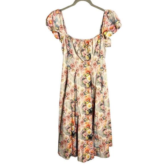 Selkie Floral Midi Dress - Pink and Yellow - Picture 1 of 11
